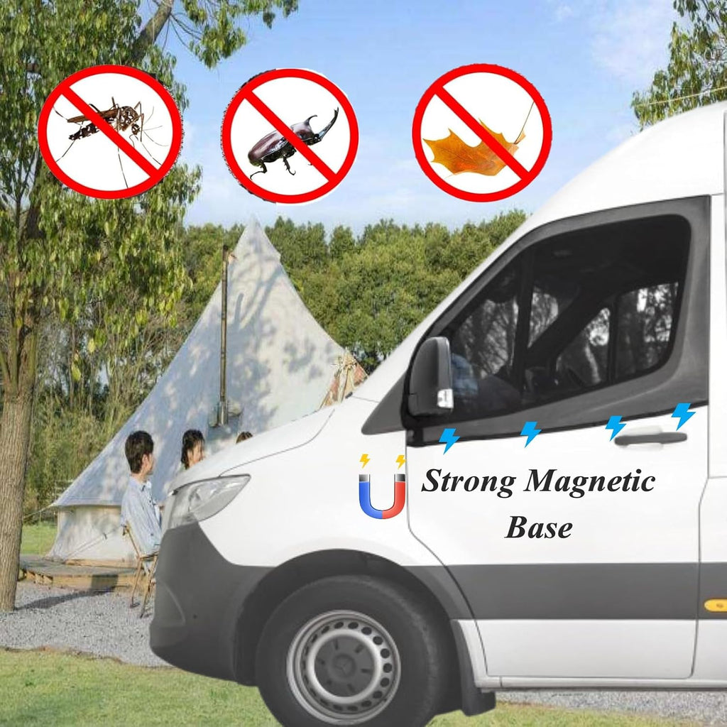 Magnetic Van Window Bug Screens, 2pcs Universal Caravan Front Door Bug Screen Breathable Truck Side Window Breathable Mesh Net for Ram Promaster, Sprinter, Metris and Other Vans