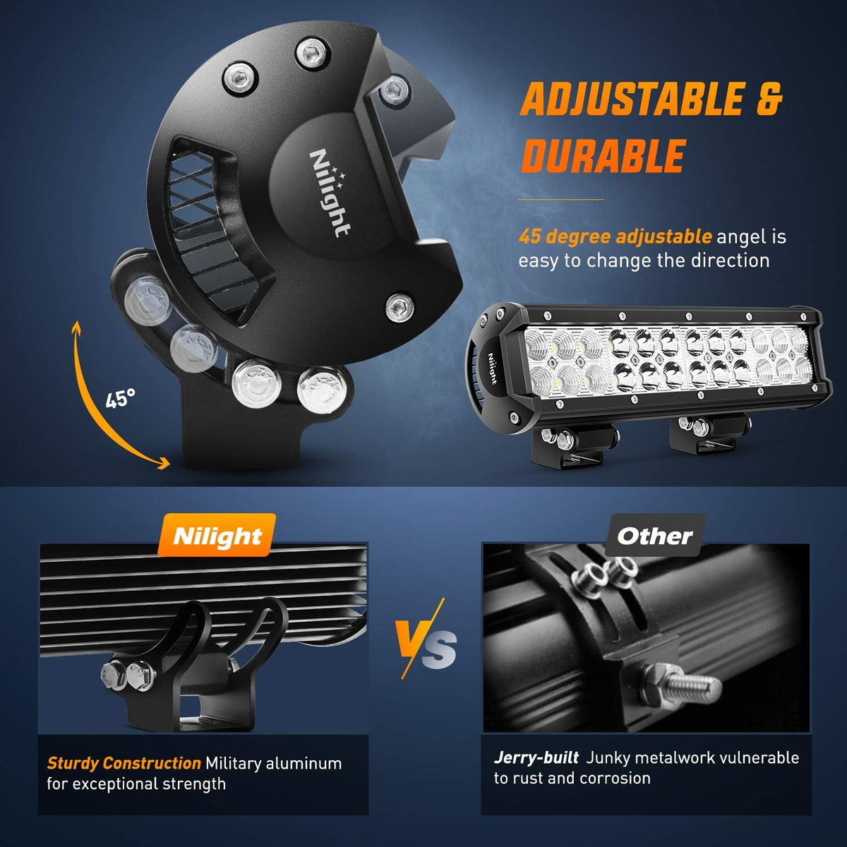 nilight led light bar 2pcs 12inch 72w 5040, package contents