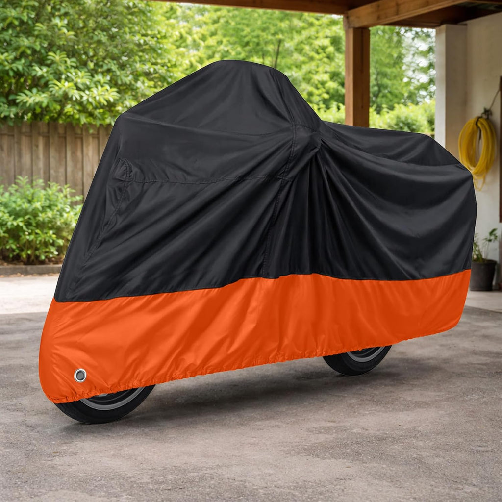 190T Heavy-Duty Motorcycle Cover, Waterproof Windproof UV Resistant with Lock Hole, Universal Fit for Motorcycles, Scooters & Electric Bikes