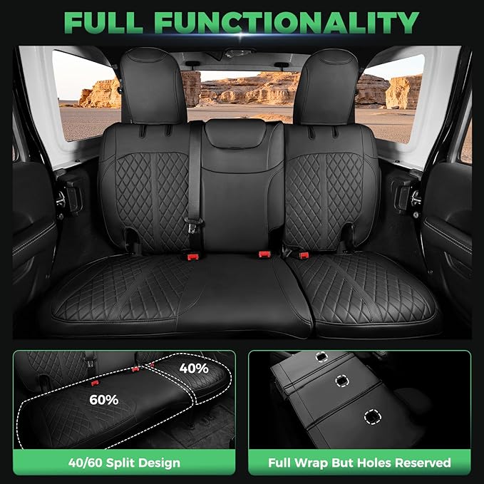 for Jeep Wrangler Seat Covers 4Door JL 2018 2019 2020 2021 2022 2023 2024 2025 - Image 5