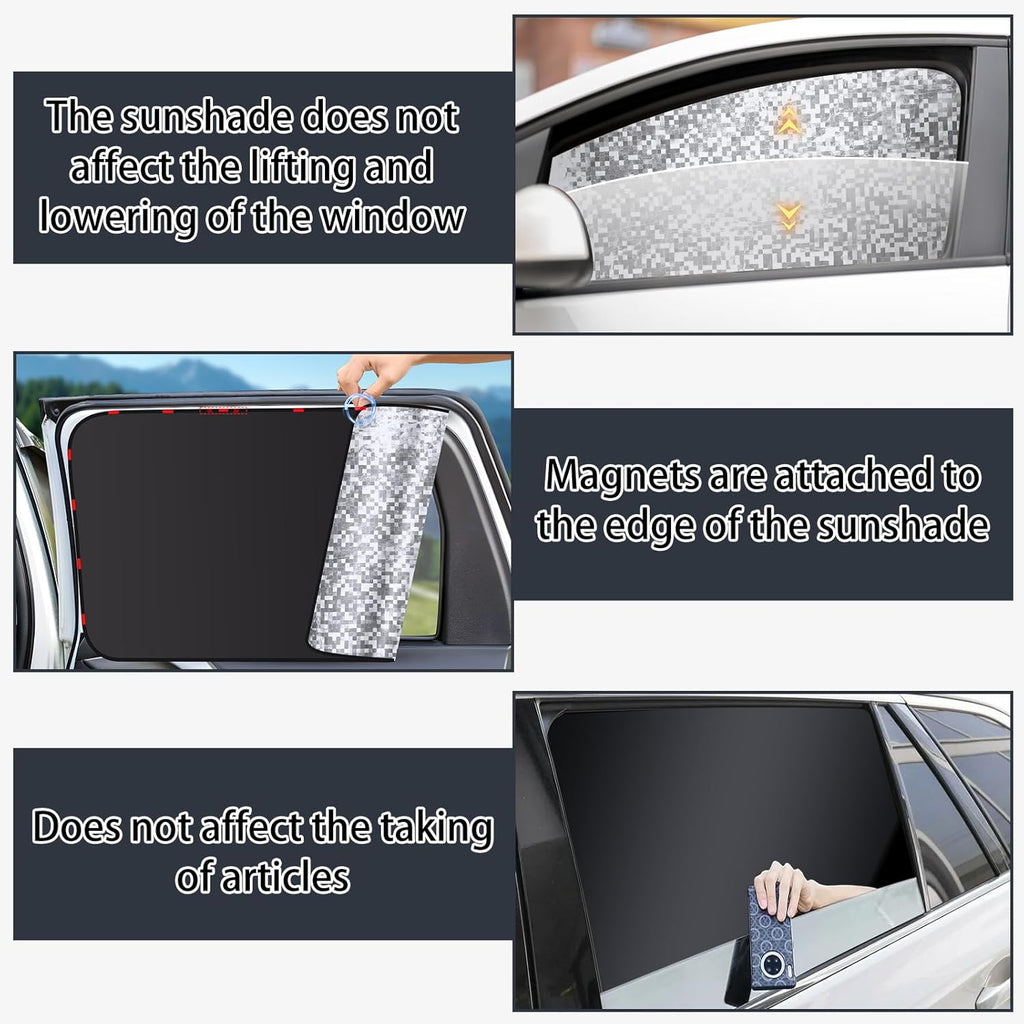 ZATOOTO Side Window Sun Shade - 4 Pack Car Window Covers 99% UV Light Block Car Curtains Magnetic Side Window Sun Shade Keeps Cooler for Breastfeeding, Taking a nap, Changing Clothes, Camping