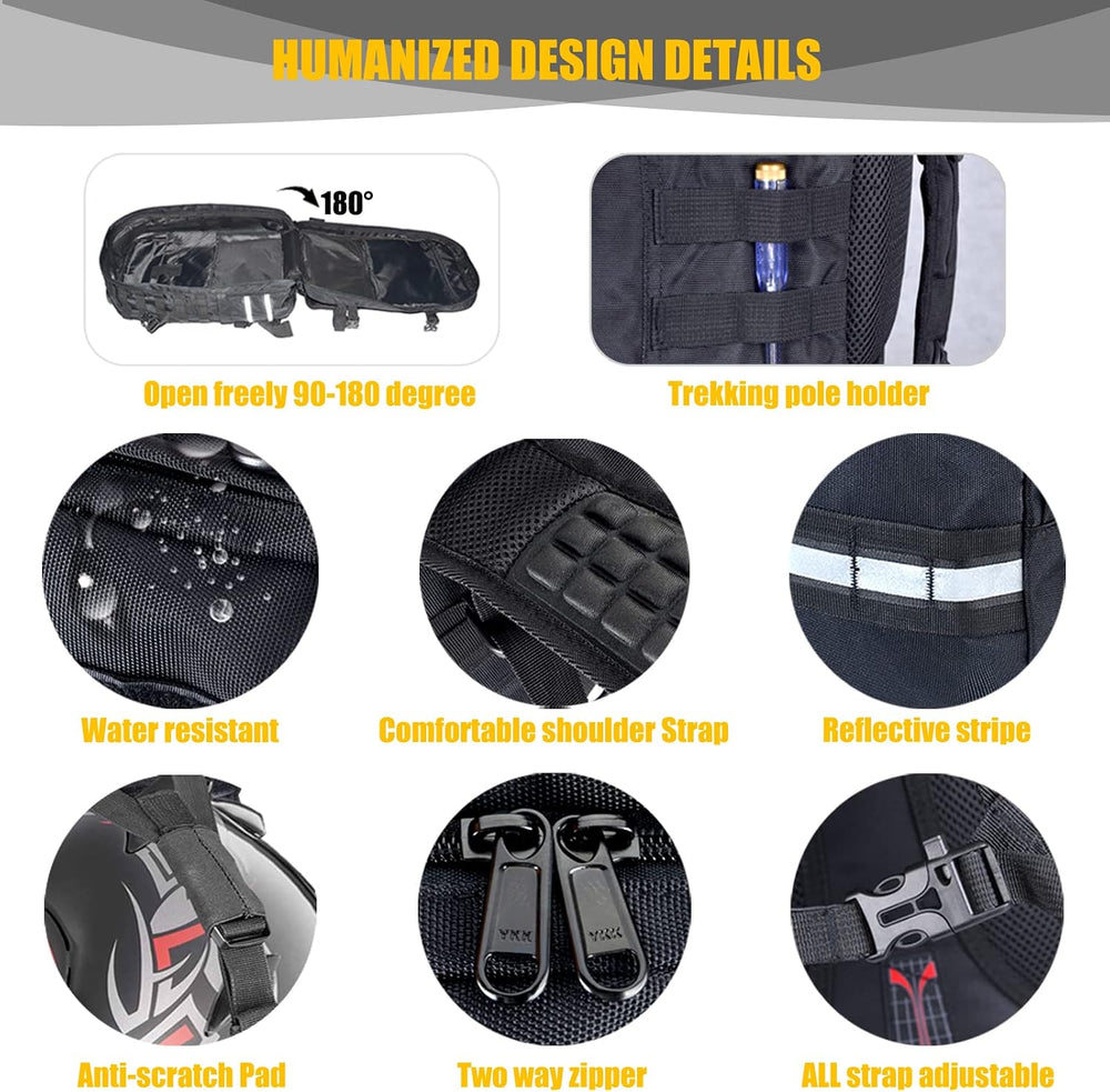 Large Capacity Motorcycle Helmet Backpack, Waterproof Motorcycle Backpack for...