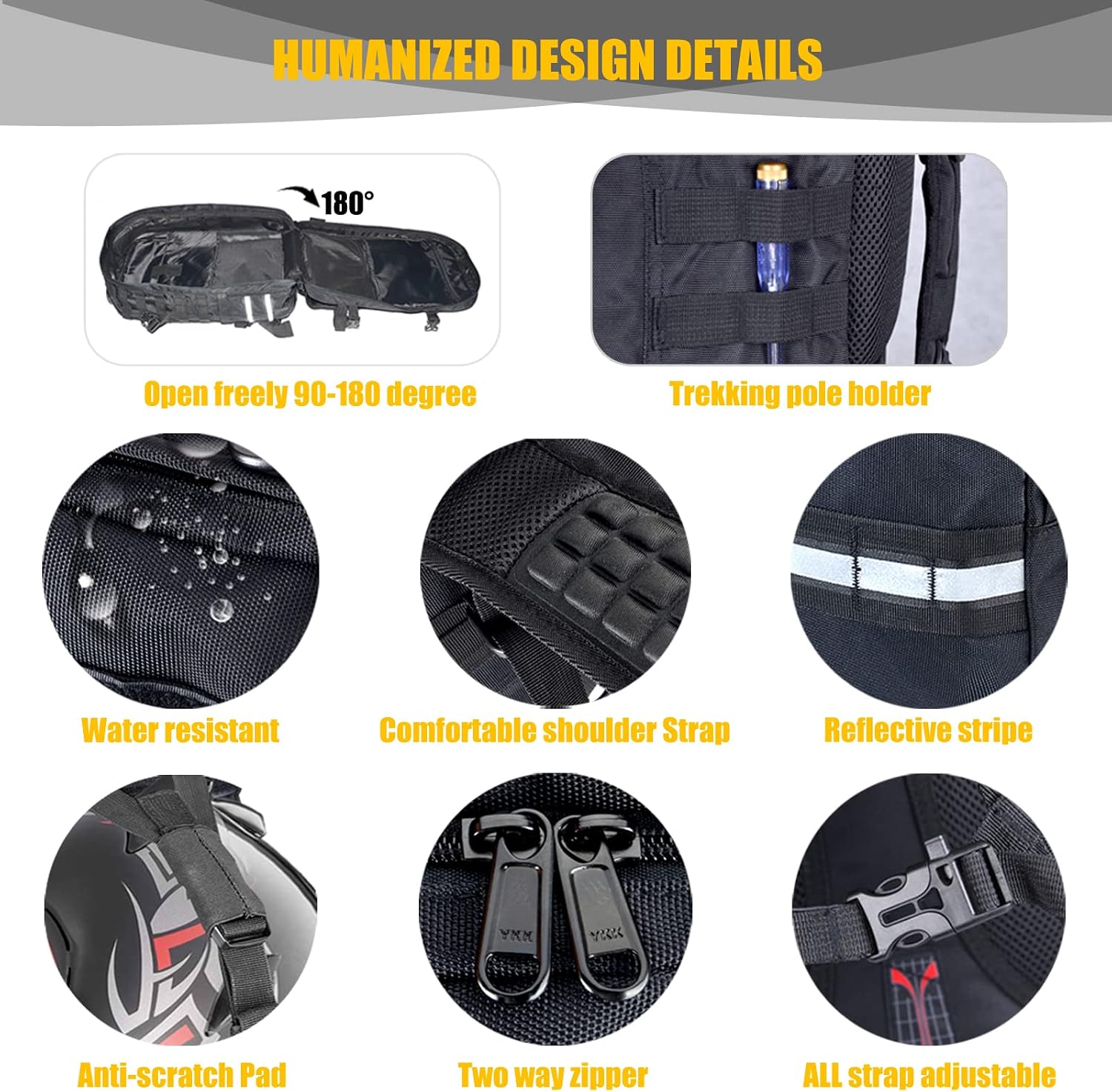 Large Capacity Motorcycle Helmet Backpack, Waterproof Motorcycle Backpack for Men Riding Hiking Cycling Backpack