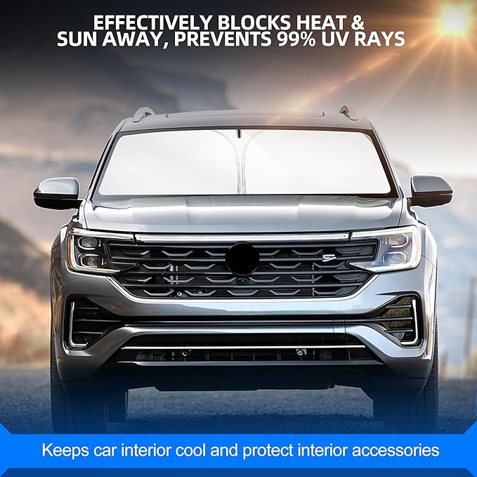 Windshield Sun Shade for Volkswagen VW Atlas 2018-2025 Foldable Sunshade Custom - Image 7