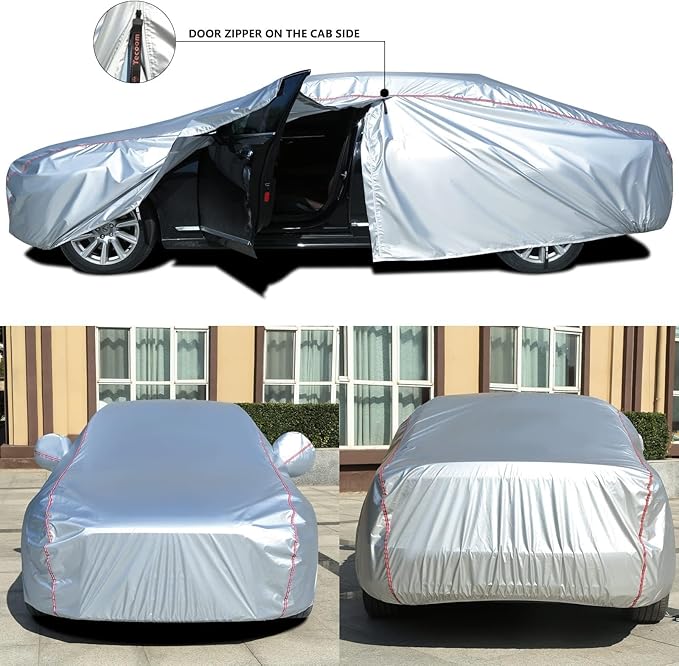 Tecoom Car Covers for Automobiles Door Zipper/Lock Universal Fit Sedan Toyota - Image 2
