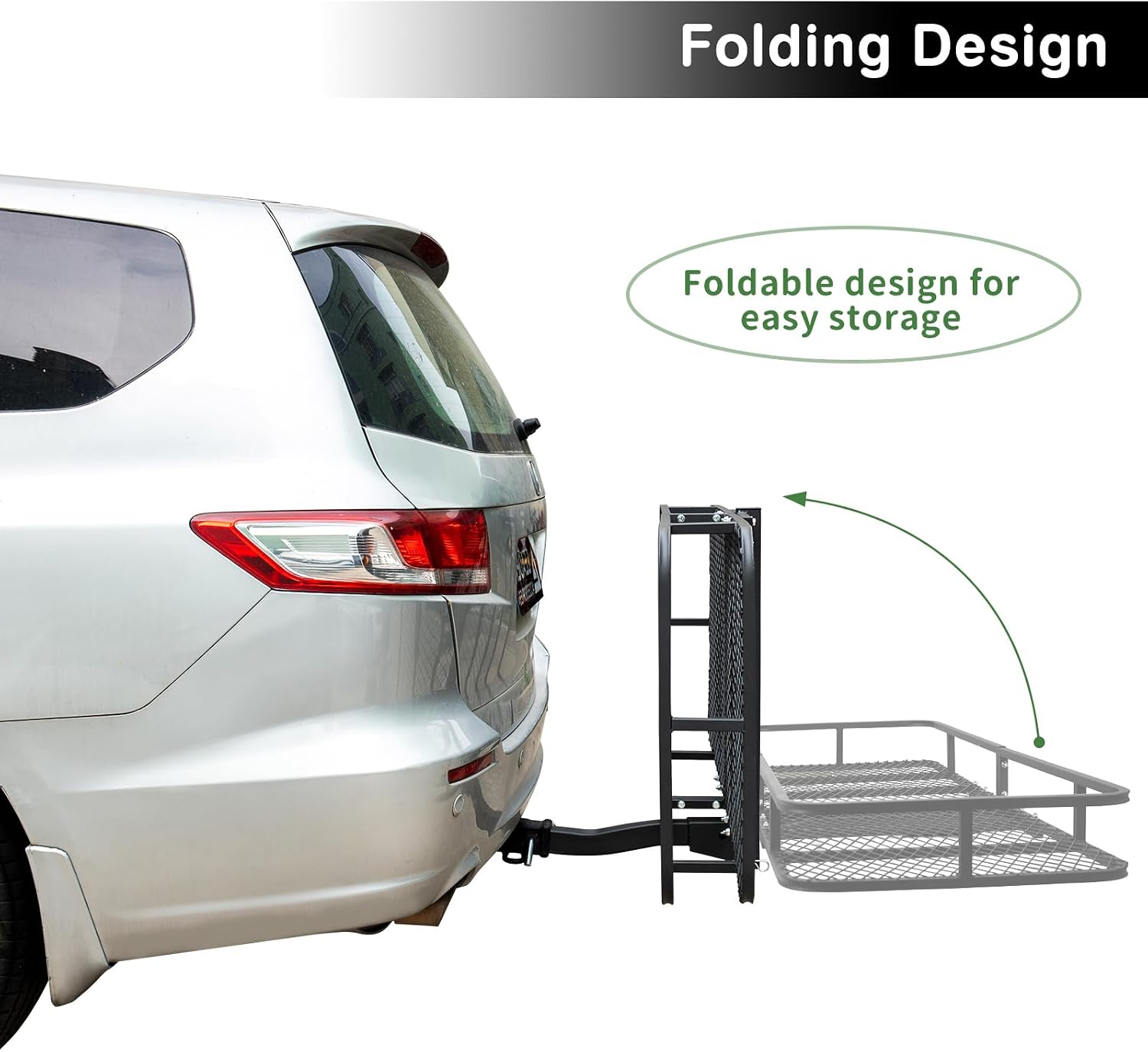 Leader Accessories Trailer Hitch Cargo Carrier Rack, 60"x24"x6" Folding Cargo Carrier Hitch Mount, Vehicle Cargo Basket for SUV, RV, Truck, Van, Fits 2" Receiver 500 lbs Load Capacity