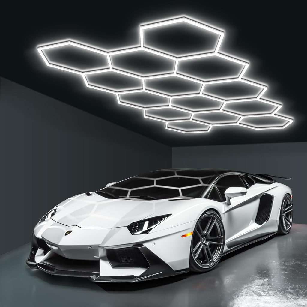 BRILLIHOOD Hexagon Garage Lights, LED Honeycomb Garage Lights, 6500K Super