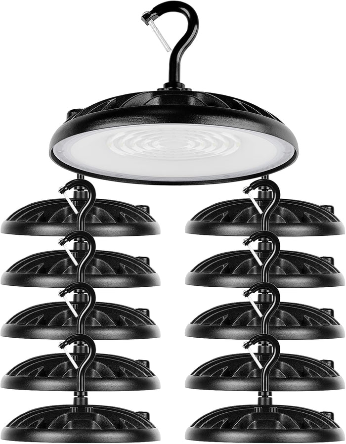 Sylvania ValueLED UFO LED High Bay Light, 100W, 11000 LMS, 80 CRI, 5000K, Daylight, Black, 120V with 6' Cord/Plug, High Bay Lights for Commercial Factory Barn Garage, UL Listed-10 Pack(67259)