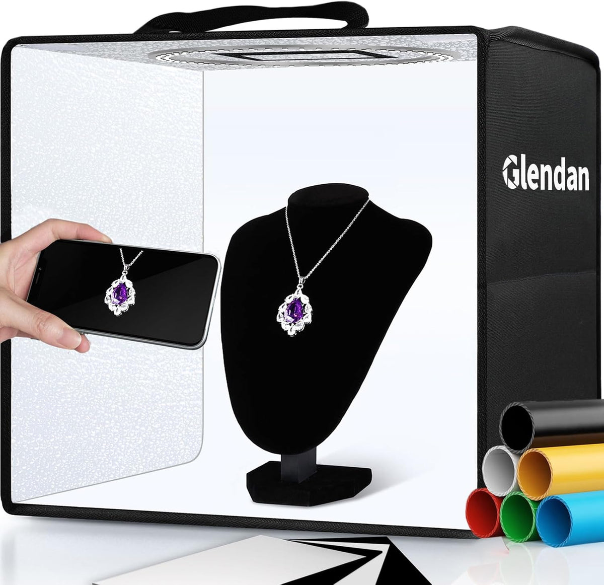 glendan portable photo studio light box,12"x12" professional dimmable, main product view