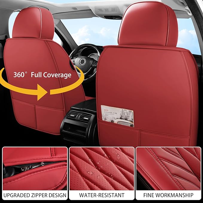 WELLDO Car Seat Covers Front Seats, Leather Seat Covers - Image 2