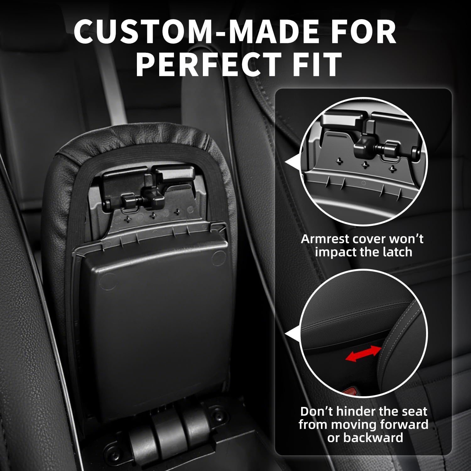 Center Console Armrest Cover Compatible with Toyota Corolla 2014-2019 Accessories, Premium Leather Arm Rest Cover Pad, Car Middle Console Cover (Black)