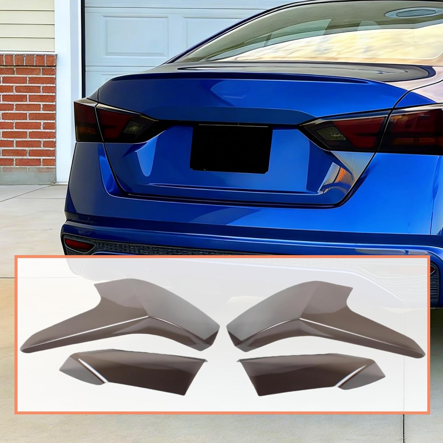 MUTUSAISI Tail Light Covers Guards Fit for Nissan Altima 2019-2025, Smoked Black Rear Light Protective Cover Guards Trim 4pcs Set Exterior Accessories