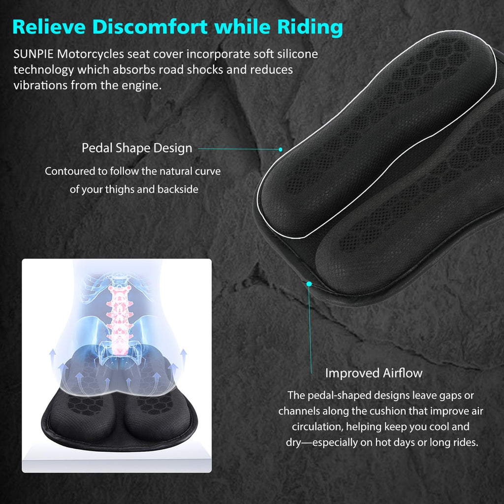 SUNPIE Motorcycle Seat Cushion Small Gel Cover Pad Foldable Universal 3D Honeycomb Structure Seats Cushion w/Breathable for Long Rides