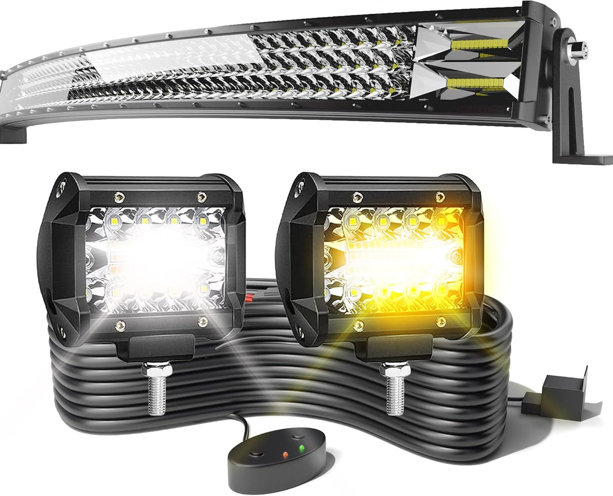 led light bar 3-row 50inch curved+ 2x4'' amber/white, main product view