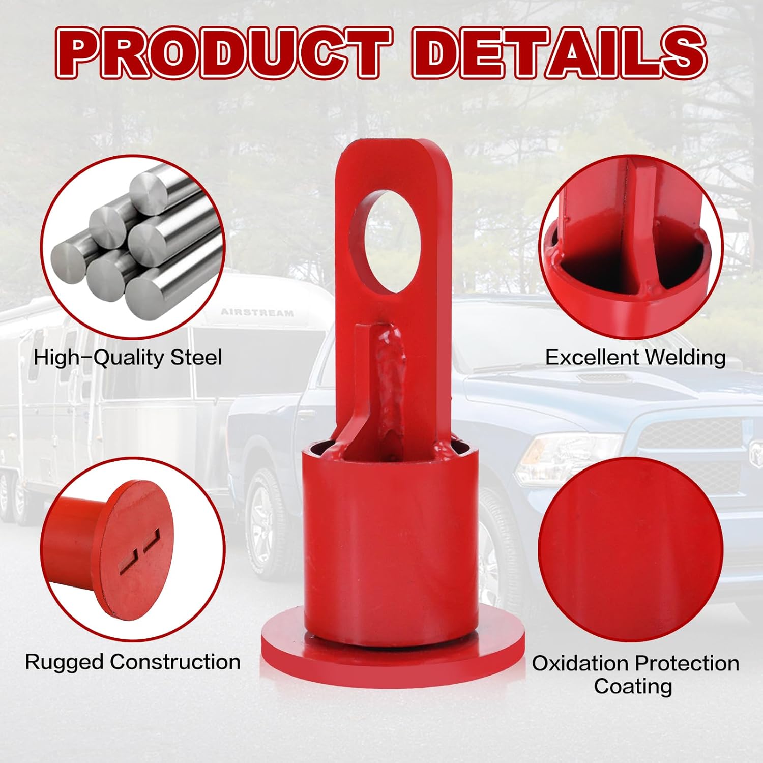 5th Wheel Lifting Hook Wheel Hitch Trailer 5th Wheel Lifting Bracket Replace #6100, Weight Capacity of 500 Lbs - Great for Trucks and Trailers, Easy to Install (Red)