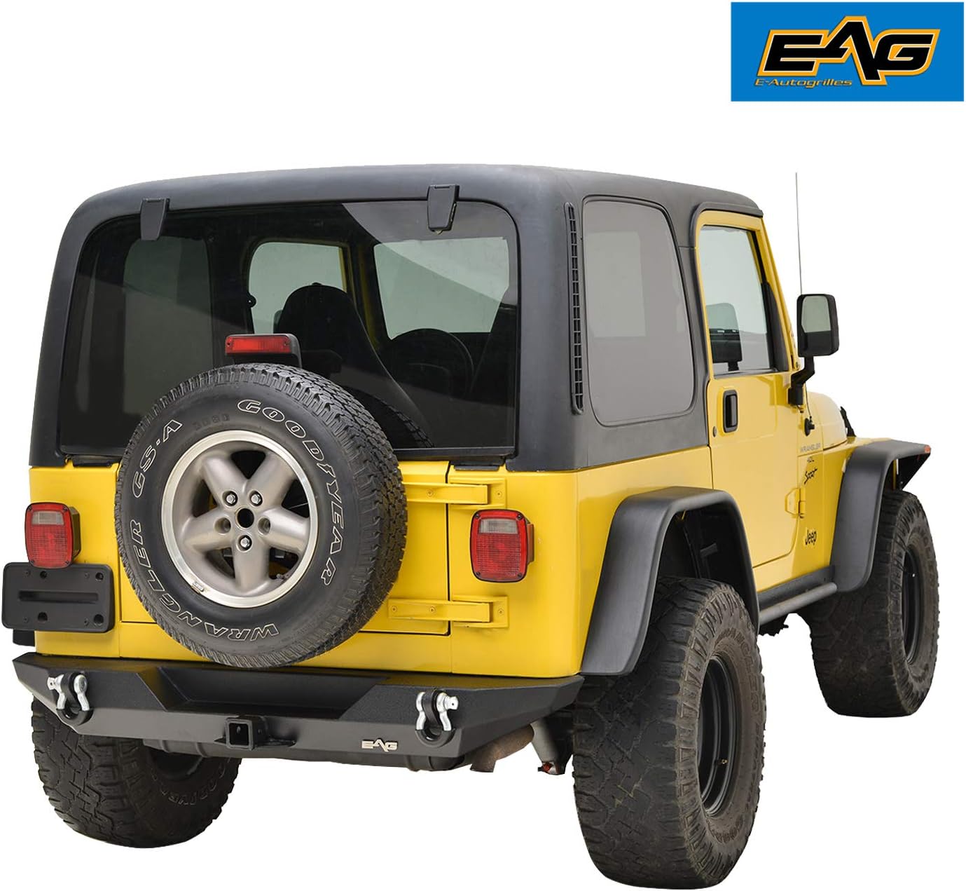 EAG Rear Steel Bumper and Hitch Receiver Fit for 87-06 Wrangler YJ TJ