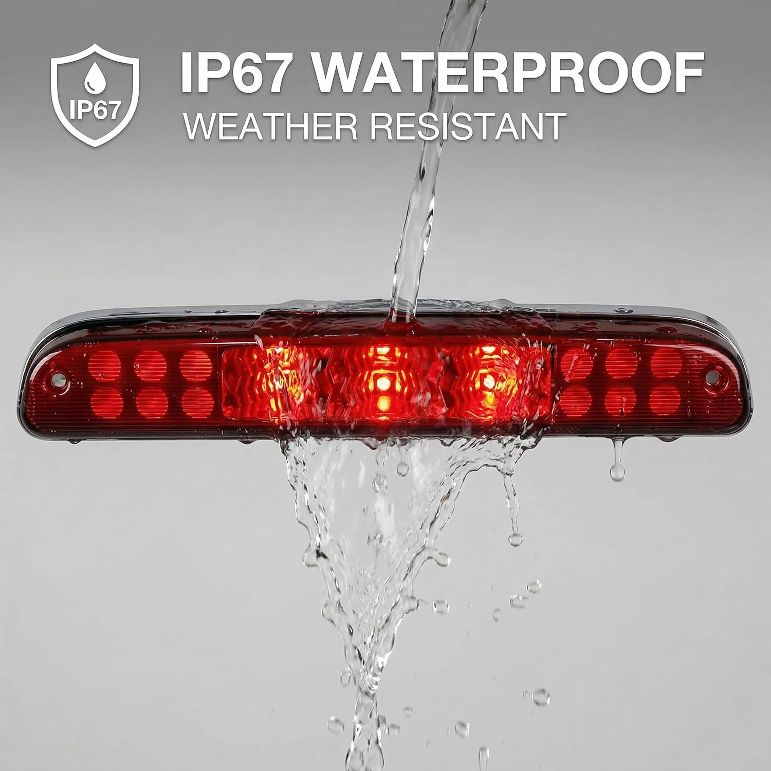 LED 3rd Brake Light Compatible with Ford Ranger/F250 1999-2016, Red Lens, High Mount Stop Light Replacement