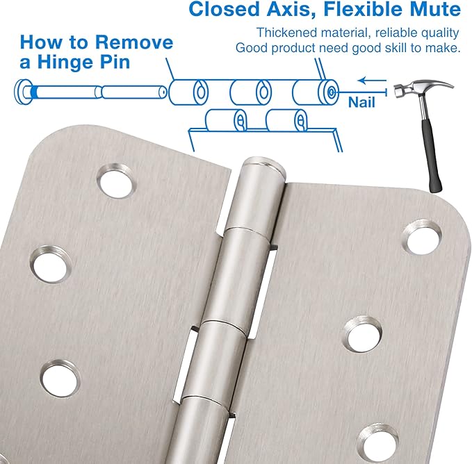 18 Pack 4 Inch Nickel Door Hinges Satin/Brushed Nickel Door Hinges 4 in x 4" - Image 6