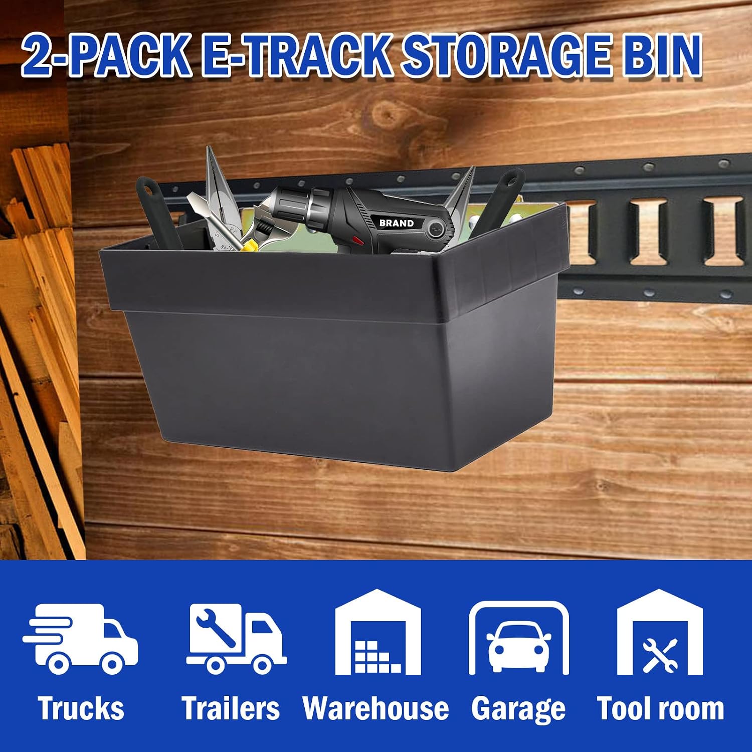 2 Pack E-Track Storage Bin for E-Track System E Track Accessories Storage Box for Trucks Easily Organizer Basket for Enclosed Trailer