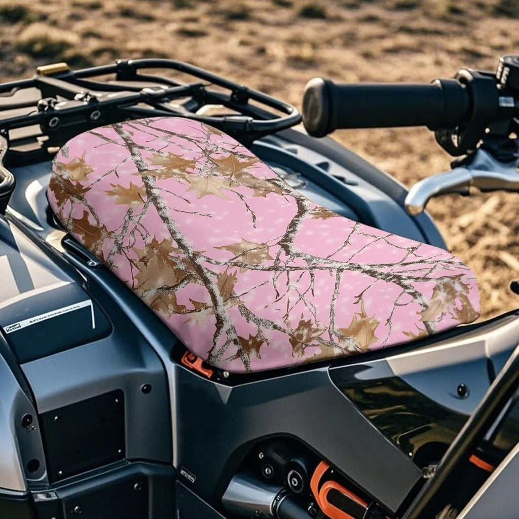 JoyLamoria ATV Seat Cover Camo Hunting Pink Oak Accessories Breathable Cushion Protector ATV Back Seat Powersports Cushion Covers for Most Models