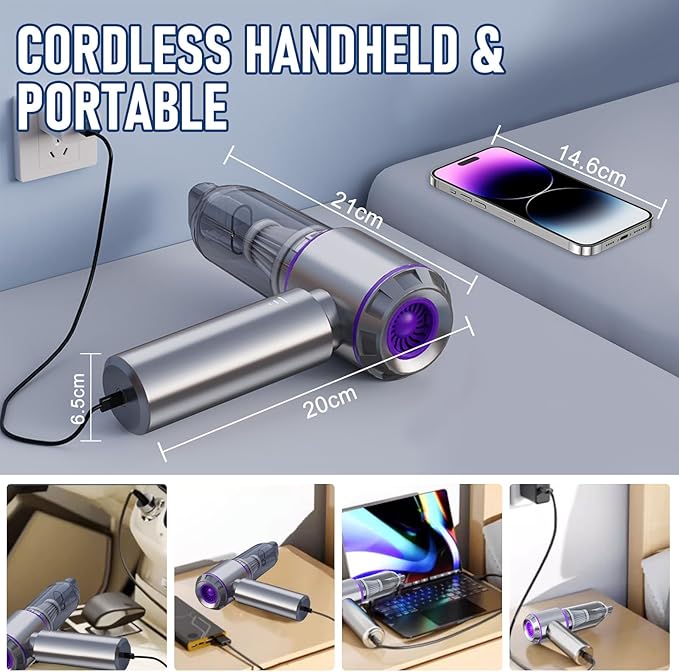 Car Vacuum Portable Cordless 20000PA High Power Mini Vacuum Cleaner 4-in-1 - Image 6