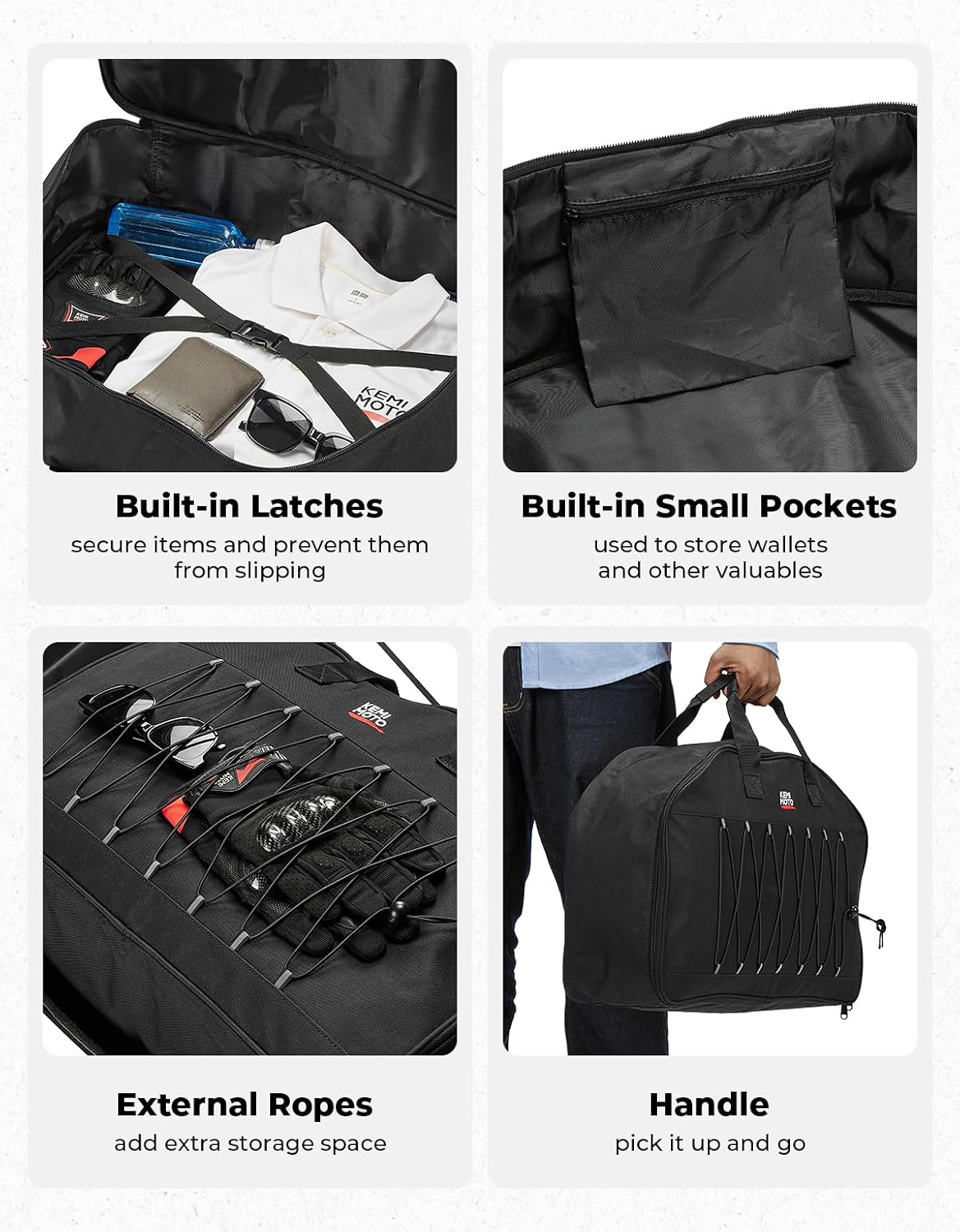 KEMIMOTO Rear Trunk Organizer Travel Soft Liner Luggage Bag 28L Compatible with Touring CVO Trike 1993-2025 Models for Street Glide Road Glide Road King (Standard Storage)
