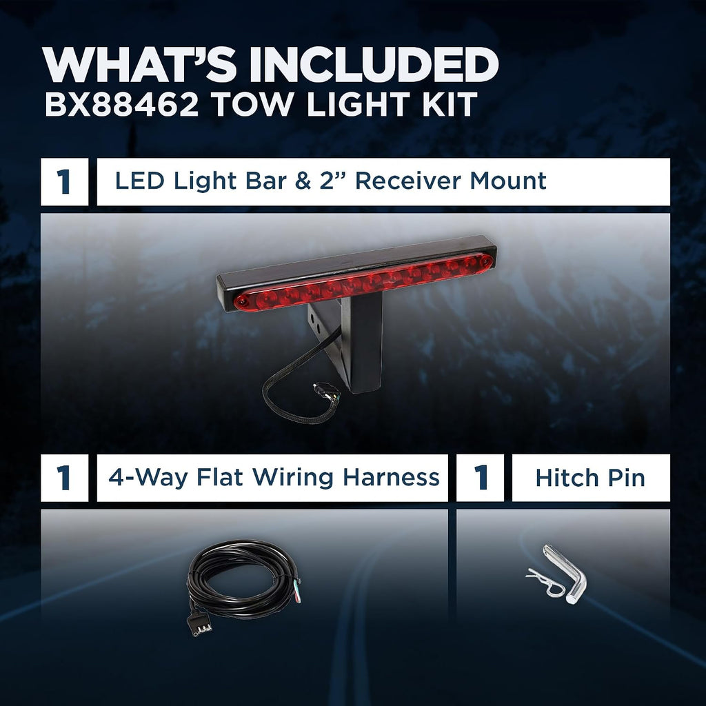 Blue Ox Tow Light Kit fits 2 Inch Class III, IV, V Receiver Hitch | Plug-and-Play Design | High-Visibility LEDs | Durable Finish | Precision Engineered | Easy Installation | Hardware Included