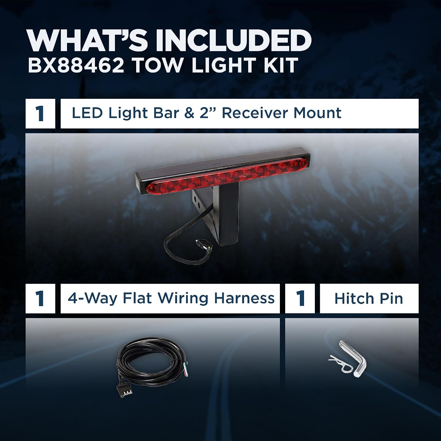 Blue Ox Tow Light Kit fits 2 Inch Class III, IV, V Receiver Hitch | Plug-and-Play Design | High-Visibility LEDs | Durable Finish | Precision Engineered | Easy Installation | Hardware Included