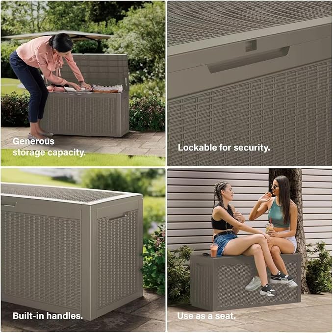 180 Gallon Resin Deck Box, Waterproof Outdoor Storage Bin - Image 5