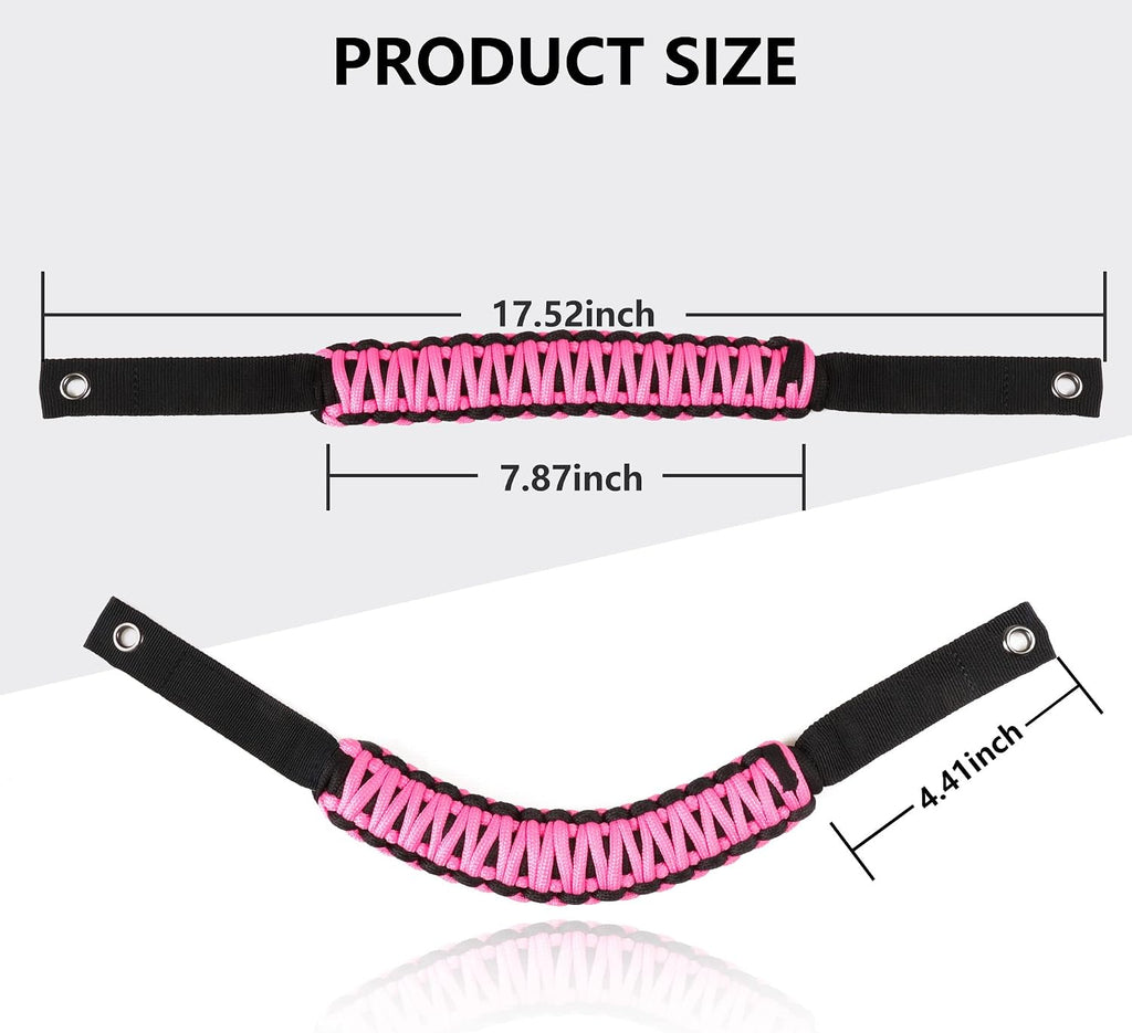 sukemichi for Bronco Grab Handles, Paracord Roll Bar Grab Handles for 2021 2022 2023 2024 2025 2026 Ford Bronco Accessories 4 Door 2 Door, Pink, 4 Pack