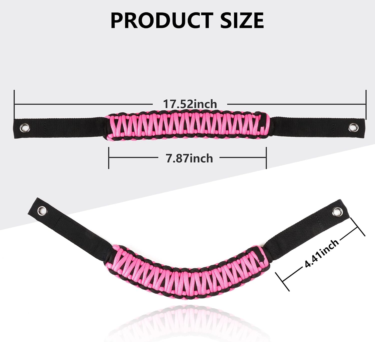 sukemichi for Bronco Grab Handles, Paracord Roll Bar Grab Handles for 2021 2022 2023 2024 2025 2026 Ford Bronco Accessories 4 Door 2 Door, Pink, 4 Pack