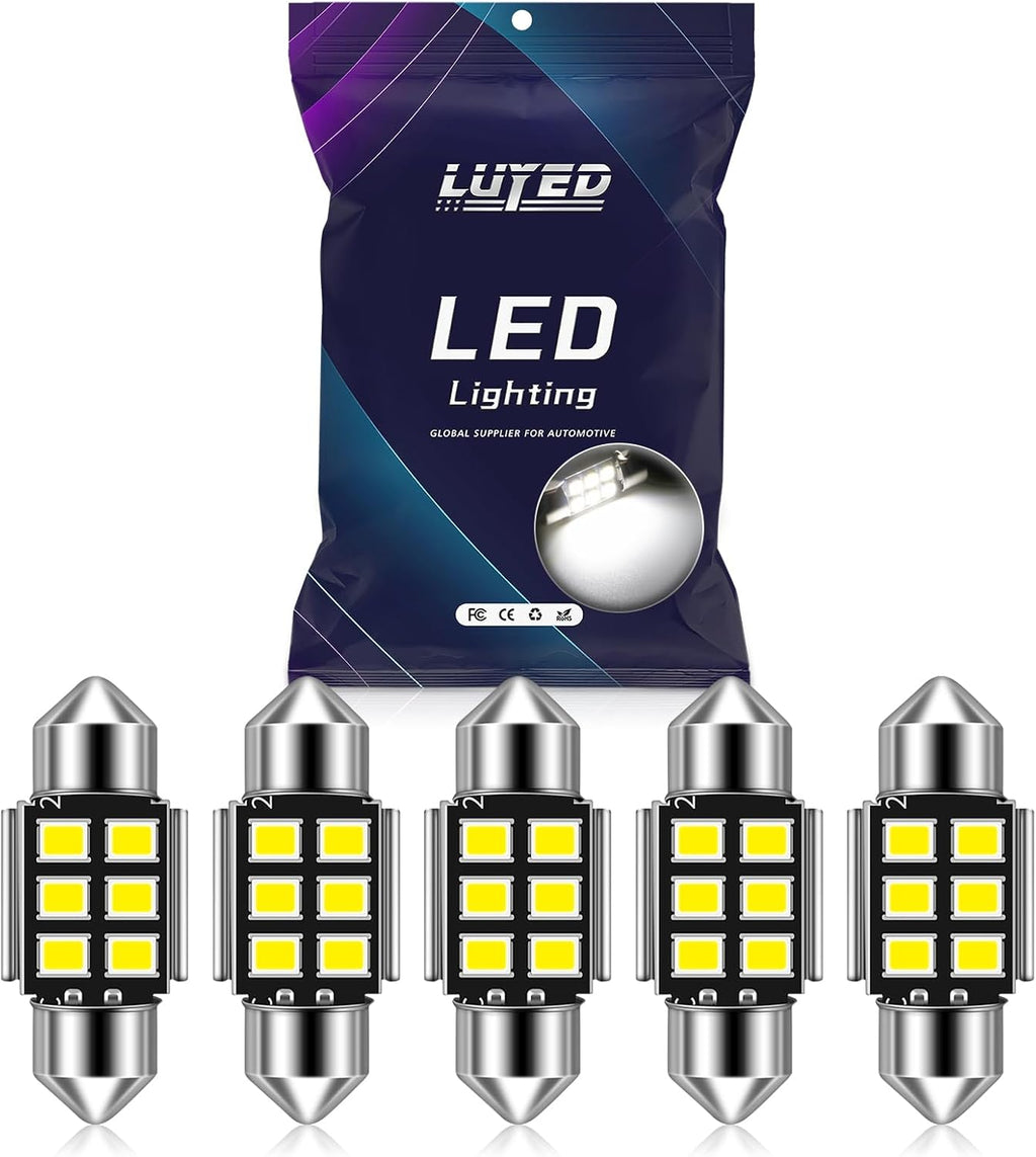 DE3175 LED Bulb Xenon White CANBUS Error Free 1.25 inches DE3021 DE3022 3175 LED Bulbs Used for Interior Map Dome License Plate Courtesy Lights,Pack of 5