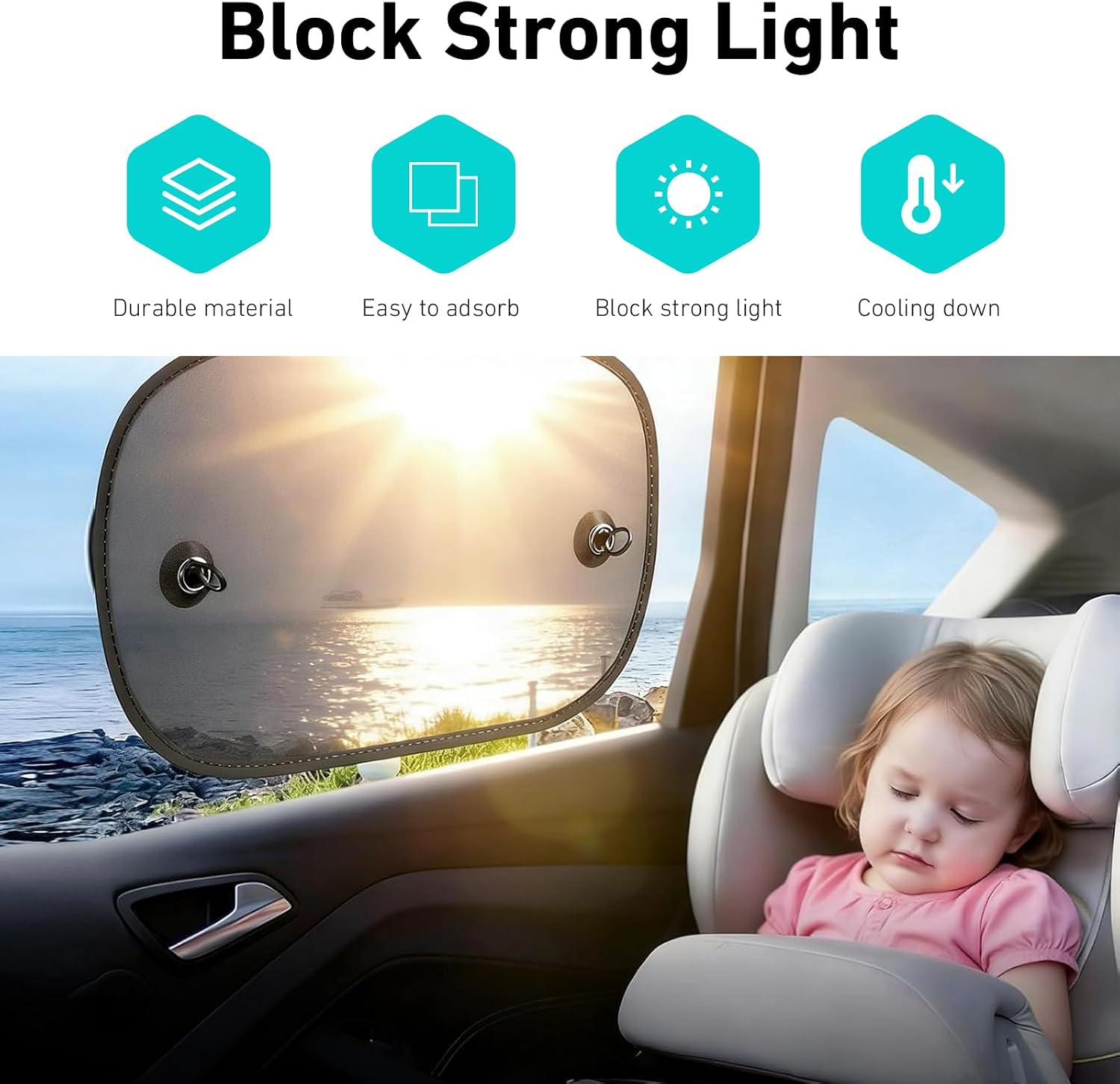 2 PCS Car Window Shades for Side Window, 19.7"x11.8" Mesh Side Window Covers, Cars Windows Sun Shade with Suction Cup, Fit for Most Cars (Black)