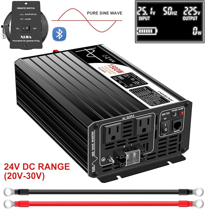 Xijia 1500W Pure Sine Wave Solar Power DC 24V Inverter AC 120V 60HZ Solar - Image 2