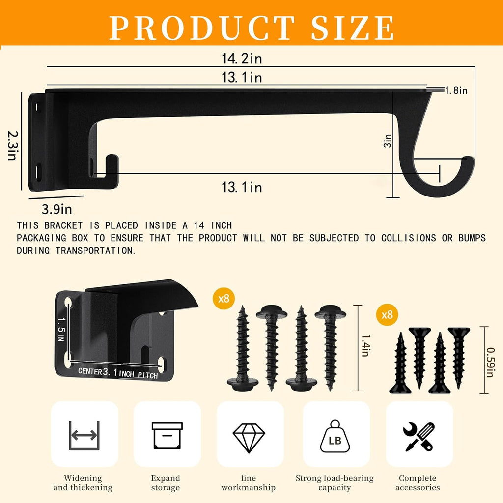 14inch heavy duty closet rod bracket supports 200lbs shown in use