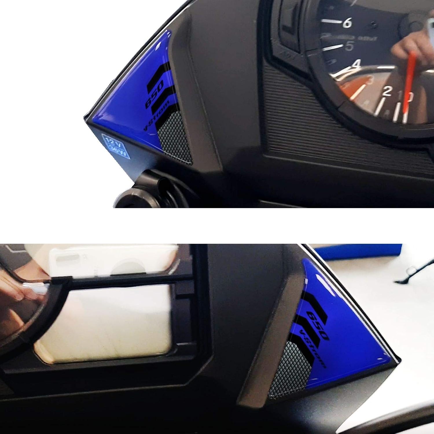 Resin Bike Motorcycle 3D Stickers Compatible with Suzuki V-Strom 650 XT ABS 2020-2021 Black-Blue. Dashboard Protector from Bumps and Scratches. Motorcycle Resin Stickers - Made in Italy