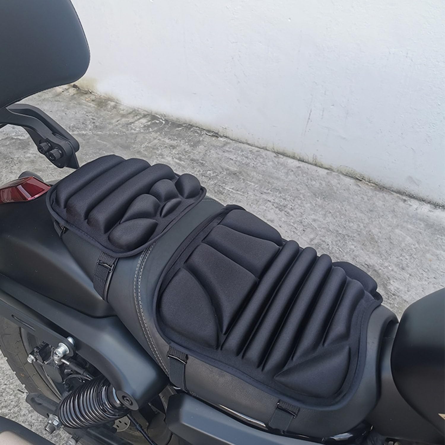 Motorcycle Seat Cushion for Kawasaki Ninja 650 2017-2025 2026 Shock Absorbing Breathable Seat Pad Anti-Slip Dual Rider Saddle Cushion with Adjustable Straps,Front seat pad