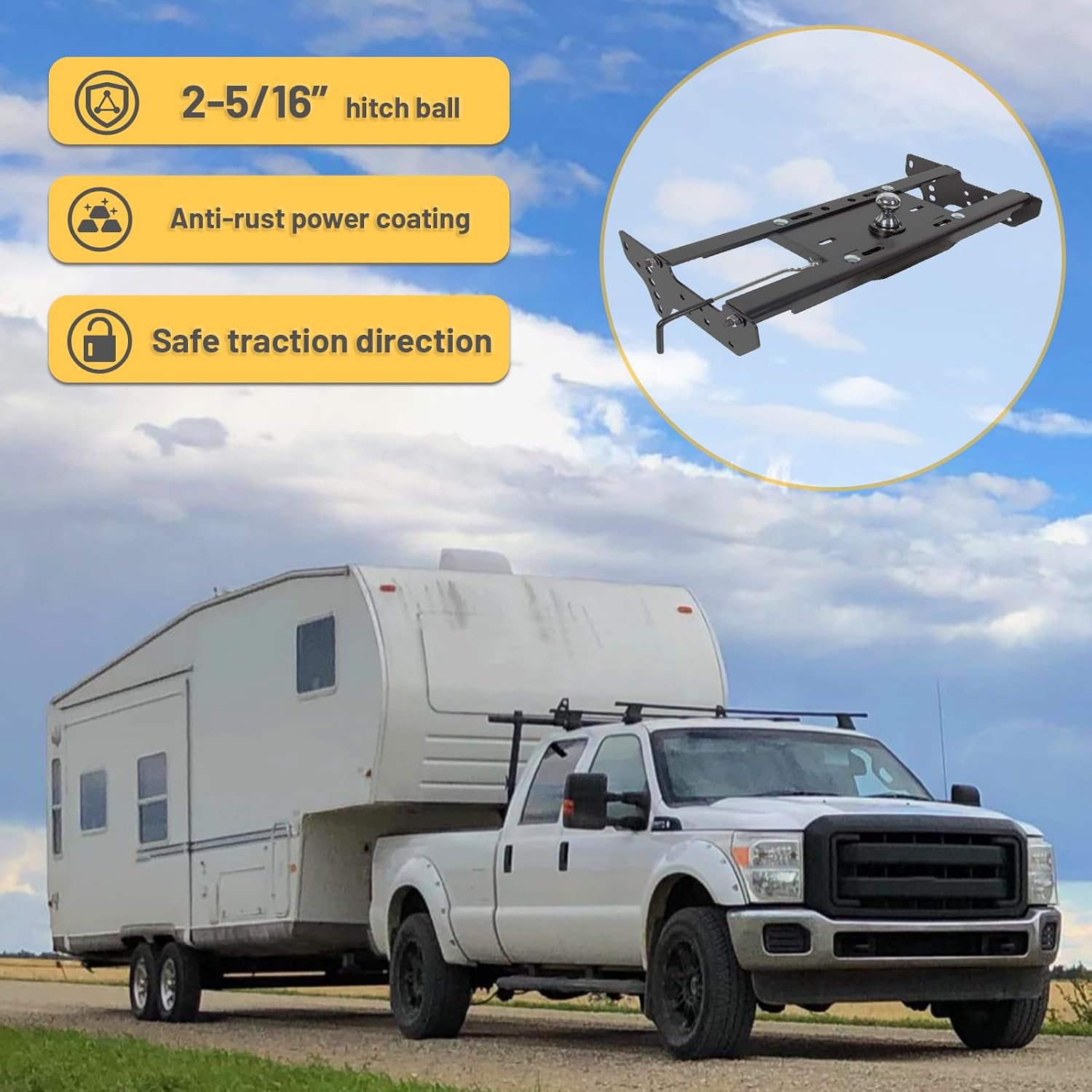 Goose Neck Trailer Hitch Compatible with 1999-2016 Ford F250 F350 Super Duty Complete Under-Bed Gooseneck Trailer Hitch System