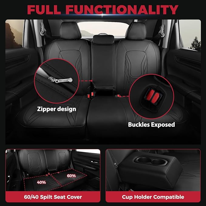 FREESOO Seat Covers for Honda CRV, Custom Fit Seat Covers Full Set, CRV LX EX - Image 5