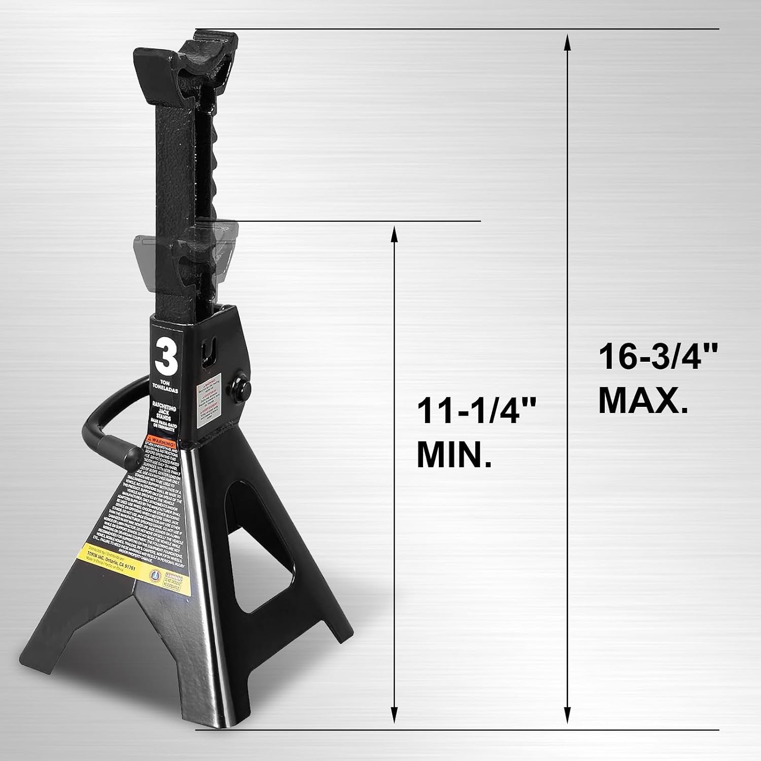 Torin AT43202B-1 Steel Jack Stands: 3 Ton (6,000 lb.) Capacity, Black, 1 Pair