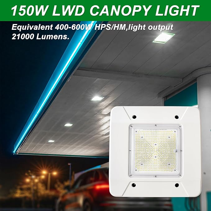 OSTEK 2 Pack LED Gas Station Canopy Light, 150W Carport Ceiling Light 5700K - Image 6