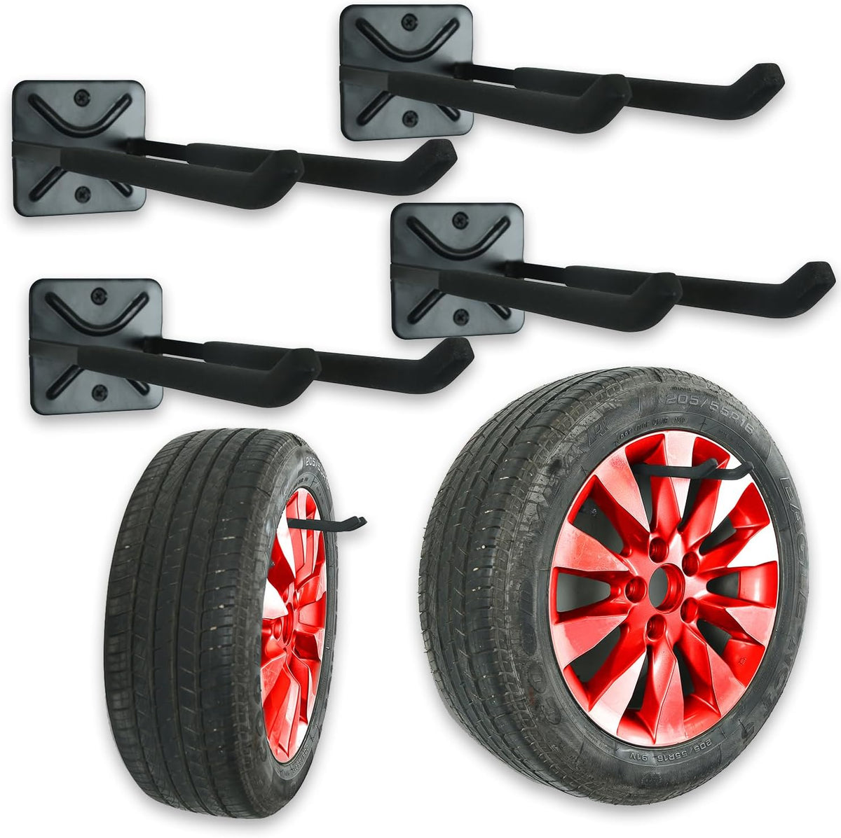 Heavy Duty Garage Tires Hooks Wall Mounted Hanger Tool Organizer Rack Hardware
