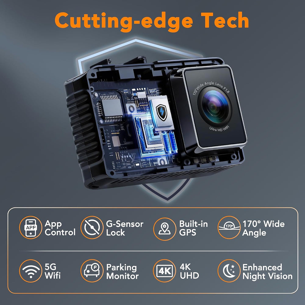 4K Dash Cam Front and Rear, STARVIS 2 Night Vision, Free 64GB Card, 5GHz WiFi...