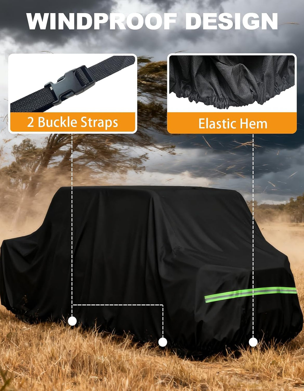 UTV Cover 4 Seater, Waterproof Heavy Duty 600D Side by Side Cover Compatible with Polaris Ranger Crew XP 1000 900 570 800 General RZR Defender Talon Teryx Mule 157" x 65" x 77"