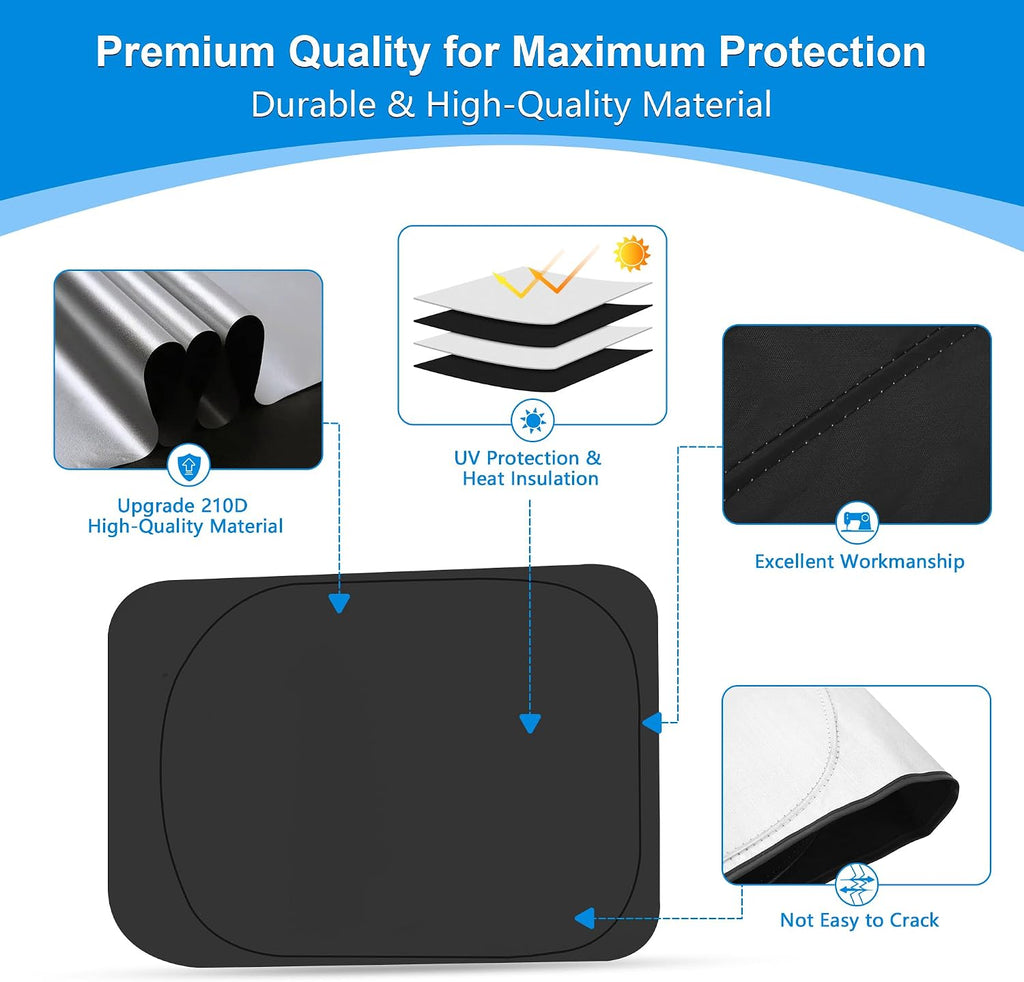 Side Window Sun Shade for 2017-2022 Fo-rd F250 F350 Super Duty, Super Crew Cab 4Door Pickup, Foldable Window Sunshade Sun Visor Protector, Side Window Shades Blocks UV Rays Heat, Pack of 4