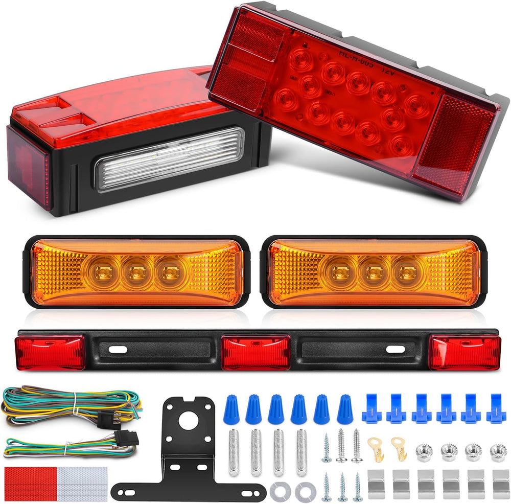 Nilight Rectangular Trailer Light Kit Red Amber Marker Taillights