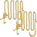 2PCs G80 j Hooks Tow Chain, 5/16" x10' Recovery Tow Hooks Chain 15IN J Hook w/RTJ & Grab Hook, 18800LBS Wrecker Towing Truck Equipment Accessories J Hooks, Bridle Tow Transport Chain