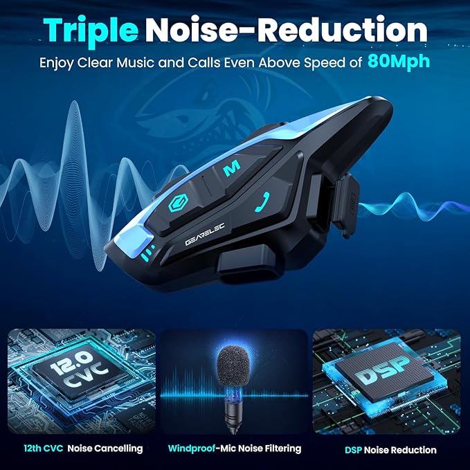 gearelec Motorcycle Helmet Bluetooth Headset Shark Pro Motorcycle Bluetooth - Image 4
