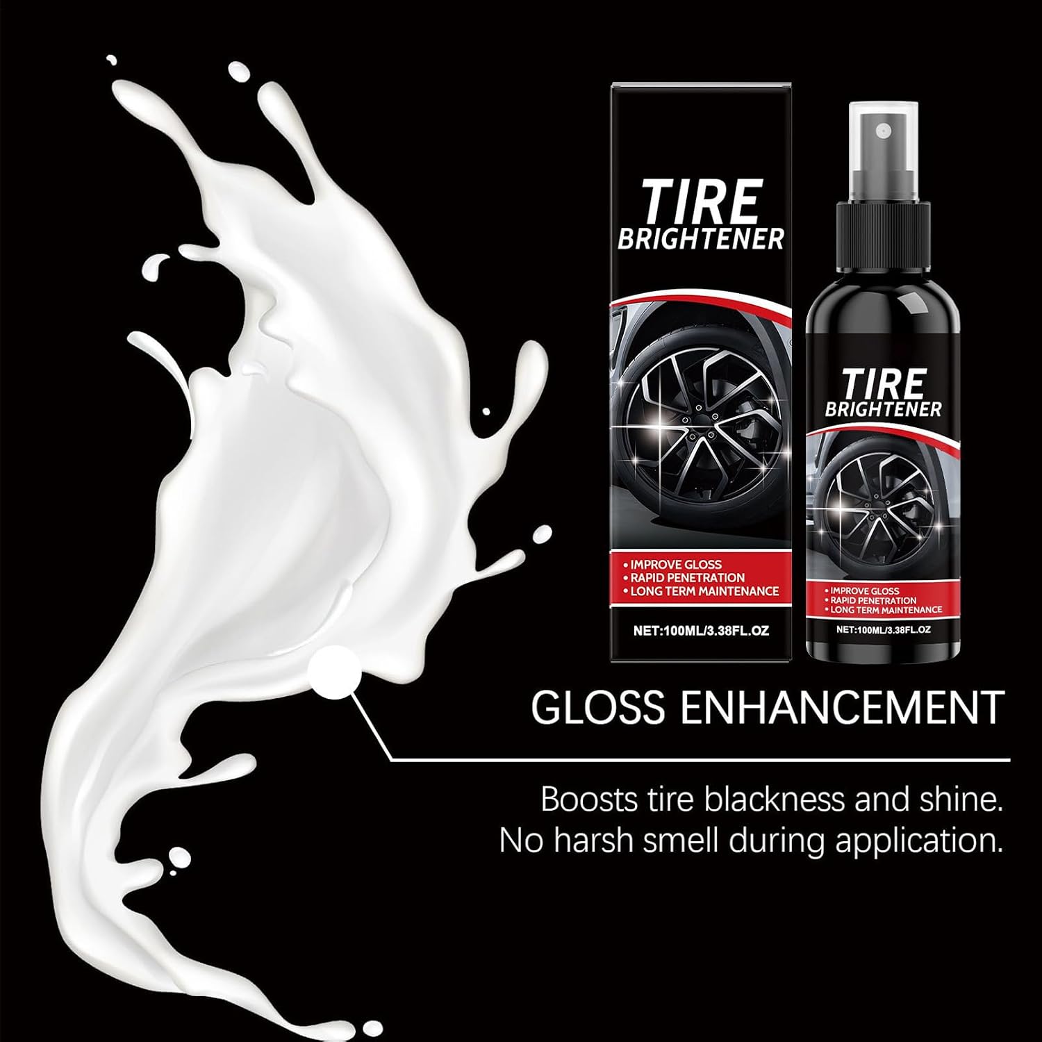 Wheel Shine | 100ml Tyre Dressing | Car Tire Shine Spray - for Protection Blackening Long-Lasting Bright Luster Looking Like New Motorcycle Rv