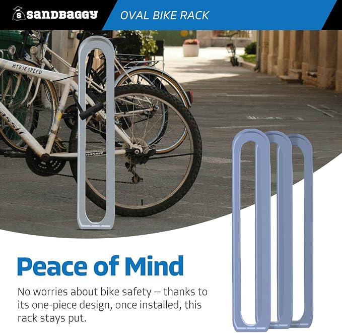 Sandbaggy Modern Commercial Bike Rack | 6.5” x 3” x 35” Oval Design | In-Ground - Image 7